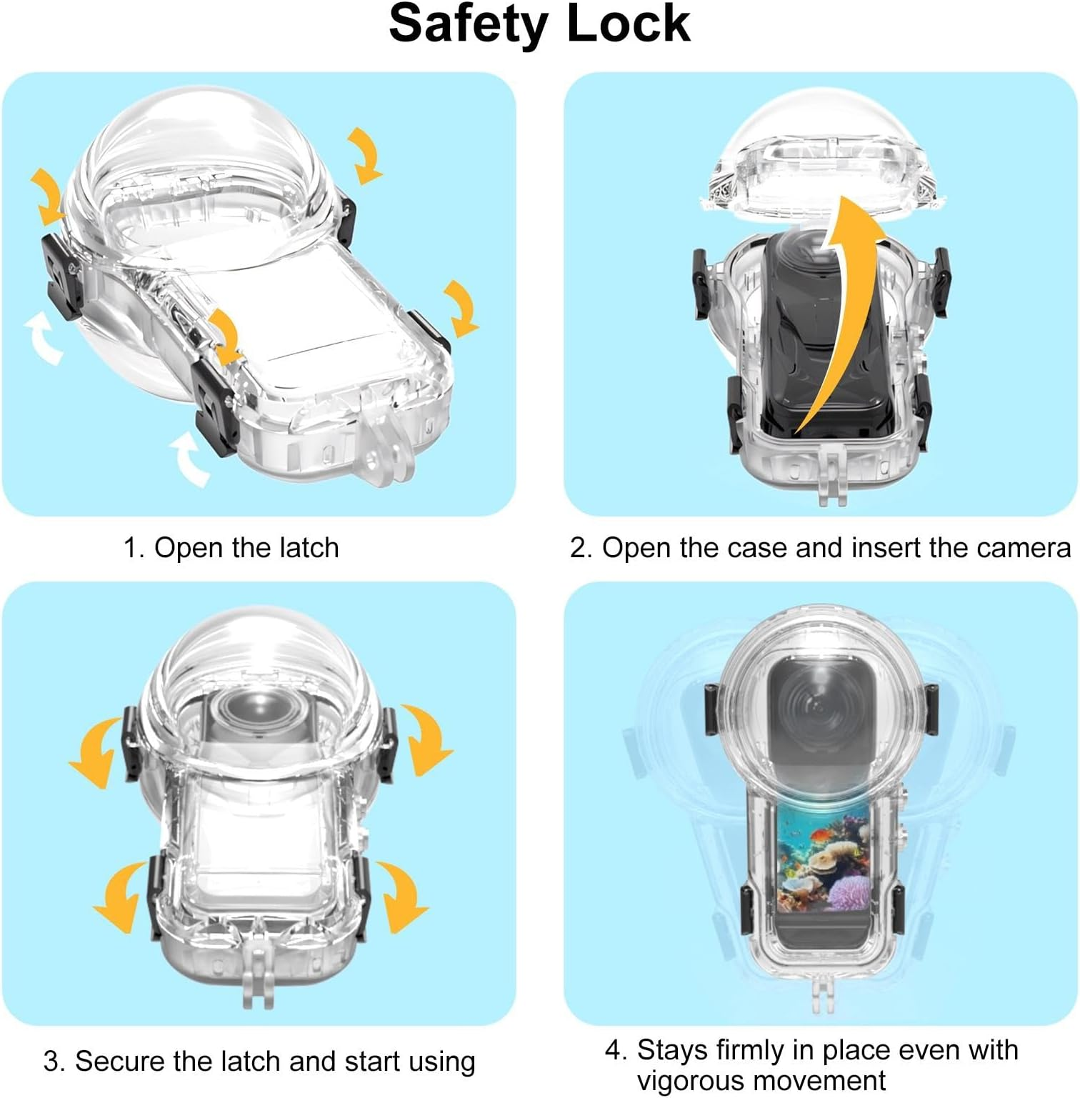 Gambar produk YAZE Underwater Waterproof Case Diving Invisible 50M for Insta360 X5 - I3X5
