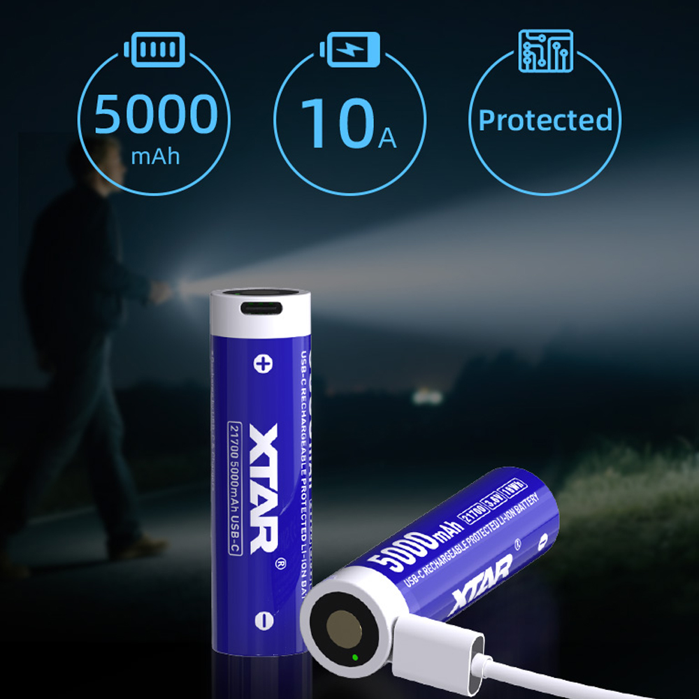 XTAR Baterai Rechargeable 21700 Li-Ion 5000mAh Type C 3.6V 10A 1 PCS - XT-50 Gambar produk XTAR Baterai Rechargeable 21700 Li-Ion 5000mAh Type C 3.6V 10A 1 PCS - XT-50