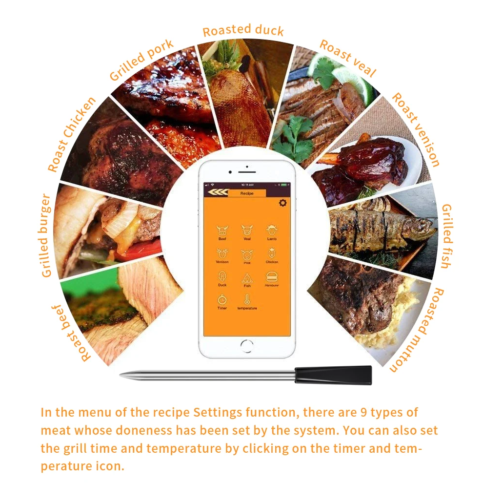 TAKA Termometer Makanan Digital Daging BBQ Grill 2 Probe Rechargeable - TY520 Gambar produk TAKA Termometer Makanan Digital Daging BBQ Grill 2 Probe Rechargeable - TY520