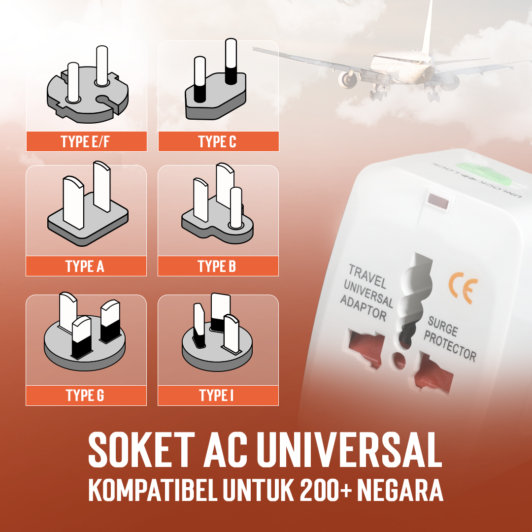 Gambar produk USBO Universal Travel Adaptor Colokan Charger Adapter 13A - 931L