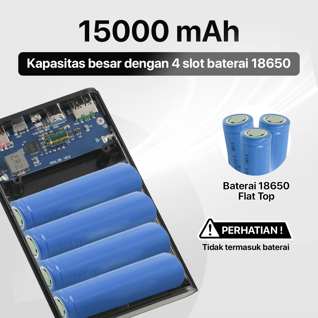 Gambar produk Kebidumei Power Bank DIY Case LCD Display Dual USB Port 4 PCS 18650 - KA4