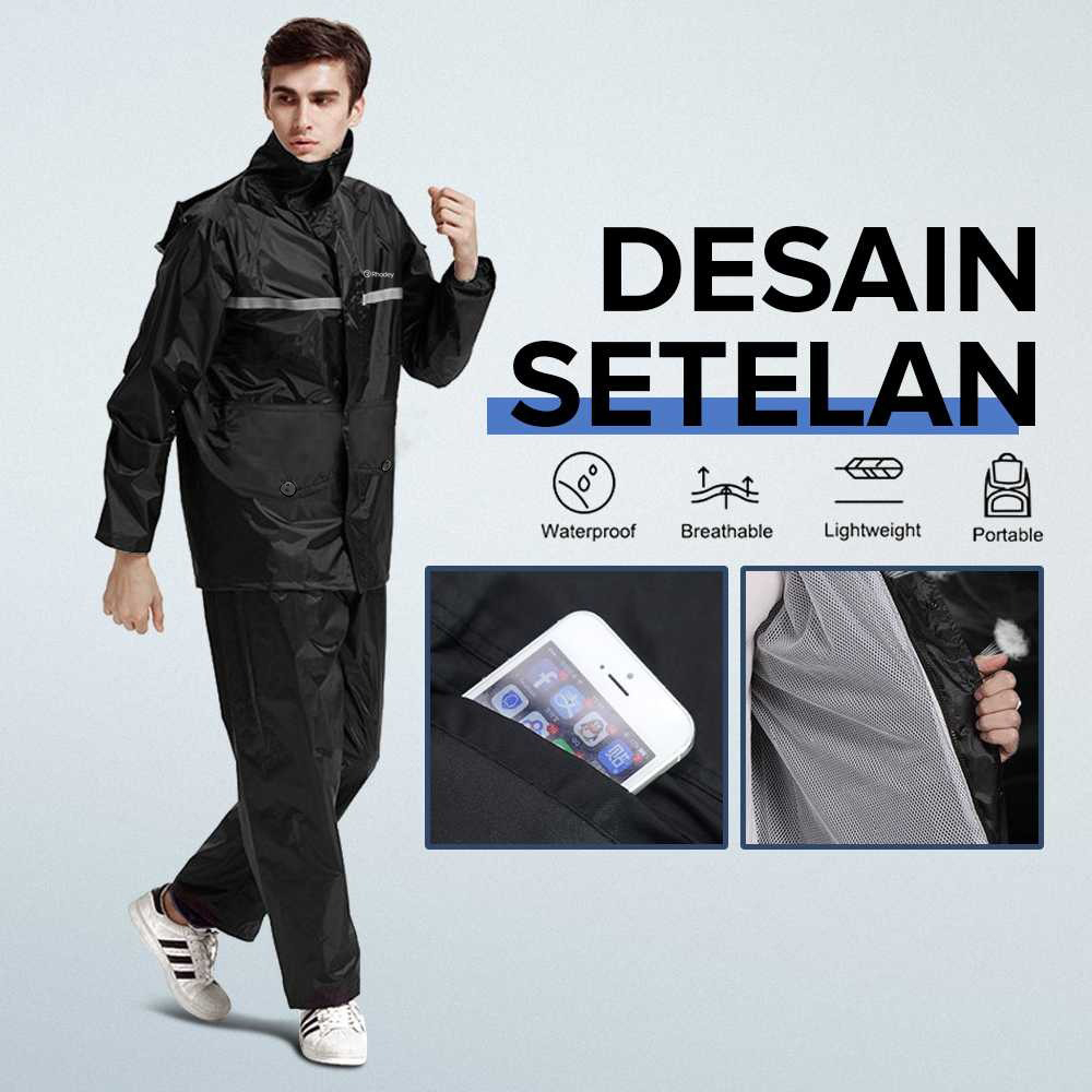 Gambar produk Rhodey Jas Hujan Setelan Motor Nano Polyester Waterproof Raincoat XXXL - 7508