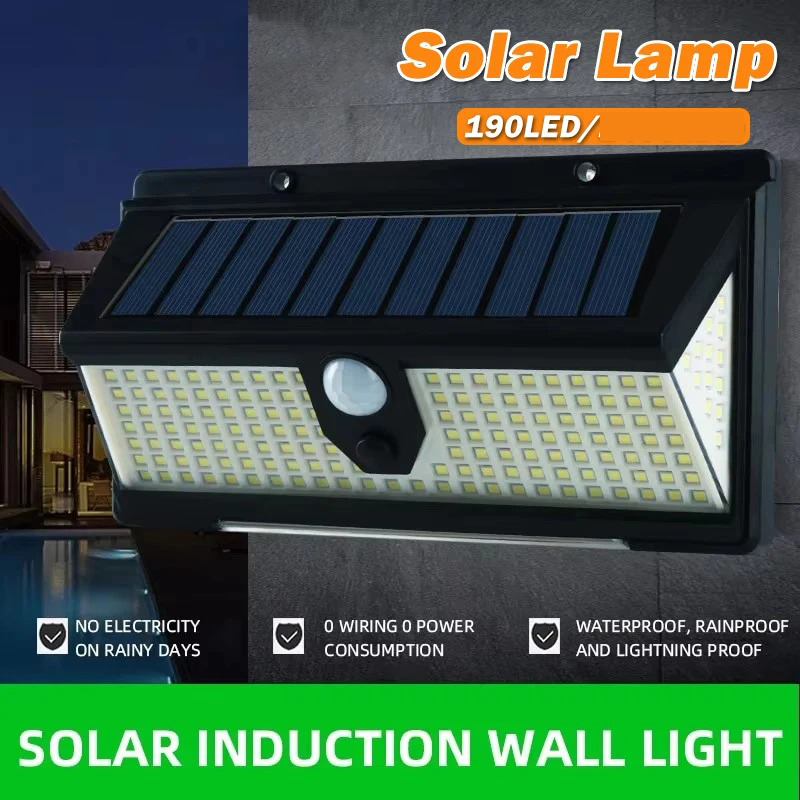 Gambar produk AMARYLLIS Lampu Dinding Solar Sensor Outdoor Waterproof 190 LED - AM190