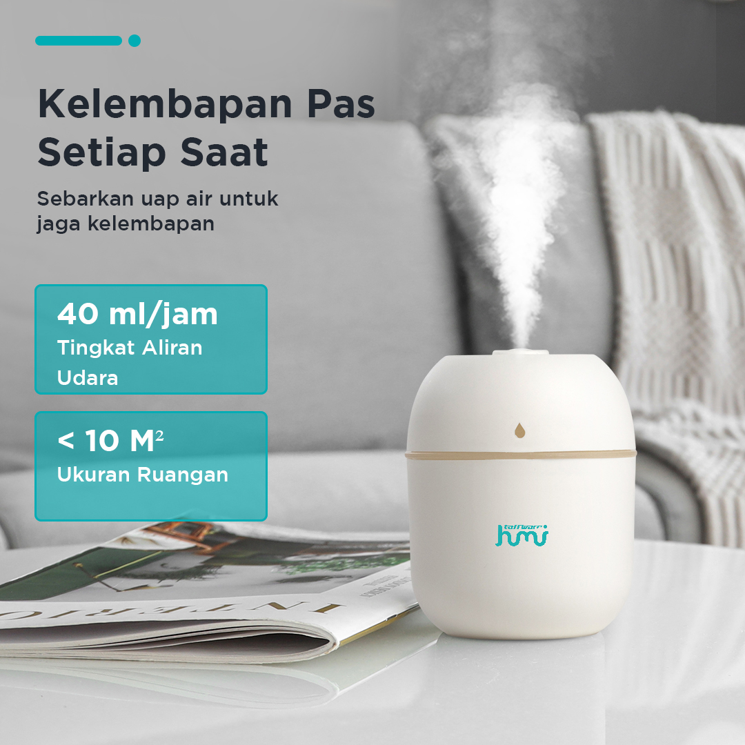 Gambar produk Taffware HUMI Air Humidifier Mini Ultrasonic Aroma Diffuser LED 220ml - GB476