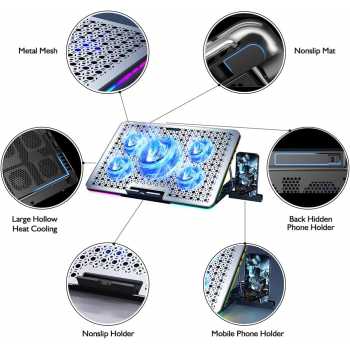 Gambar produk LIANGSTAR Cooling Pad Laptop Gaming Kipas Pendingin 5 Fan RGB 17.3Inch - LS50