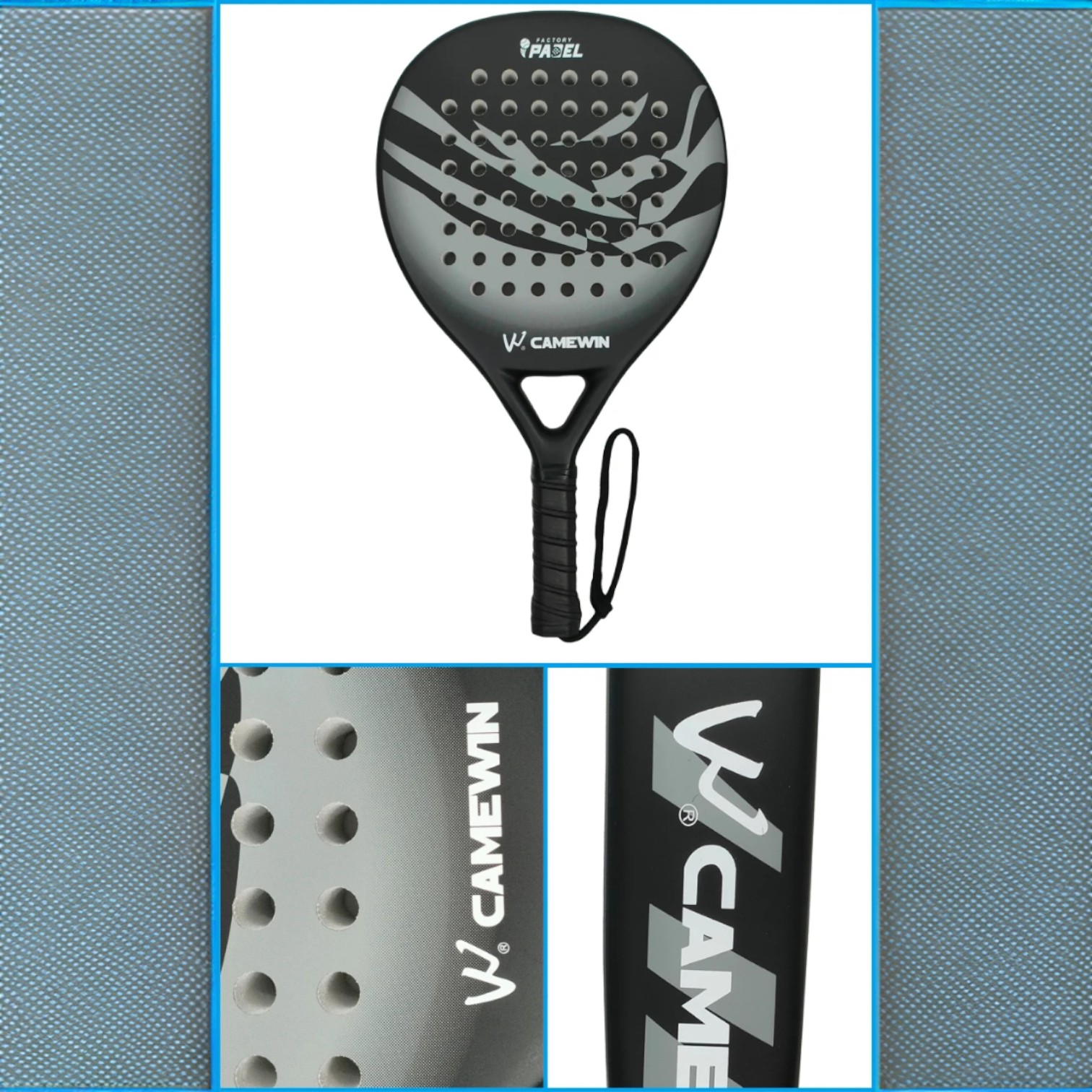 Gambar produk CAMEWIN Raket Padel Teardrop Carbon Fiber 3.8cm Thickness 365g - 4014