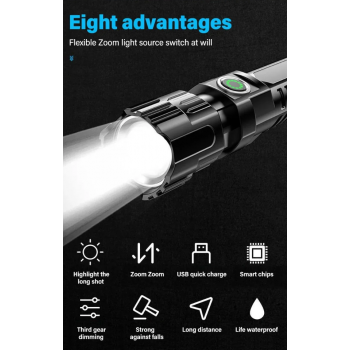 Gambar produk RLTEC Lampu Senter LED Rechargeable Flashlight 500 Lumens P50 1200mAh - 908