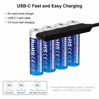 Gambar produk XTAR Baterai Rechargeable AA LR Type C 1.5V 2.5A 4 PCS 3000mAh - XT-40