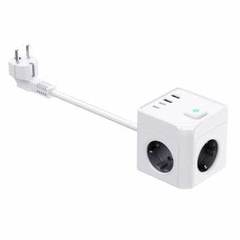 Gambar produk HITREND Stop Kontak 7in1 USB Type C Port Magnetic Cube Wall Socket - HT-71