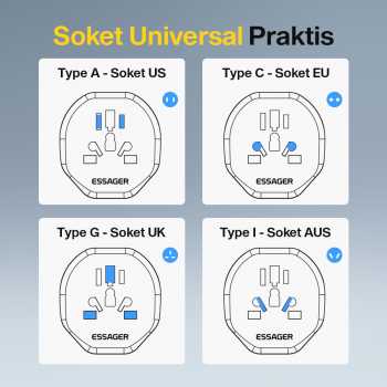 Gambar produk ESSAGER Universal Travel Adaptor Colokan Charger Adapter USB 2500W - WL-09