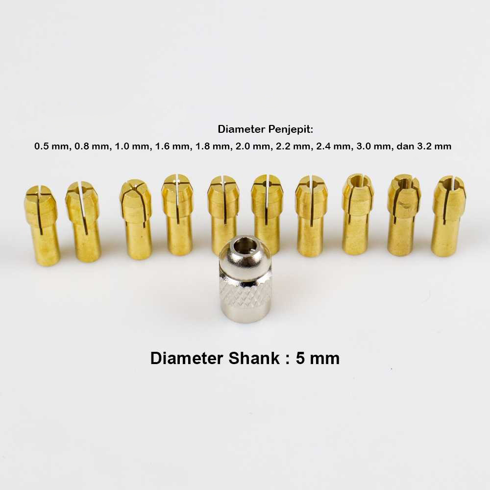 Taffware Chuck Mata Bor Drill Brass Collet 11 PCS - DMPJ-31 Gambar produk Taffware Chuck Mata Bor Drill Brass Collet 11 PCS - DMPJ-31
