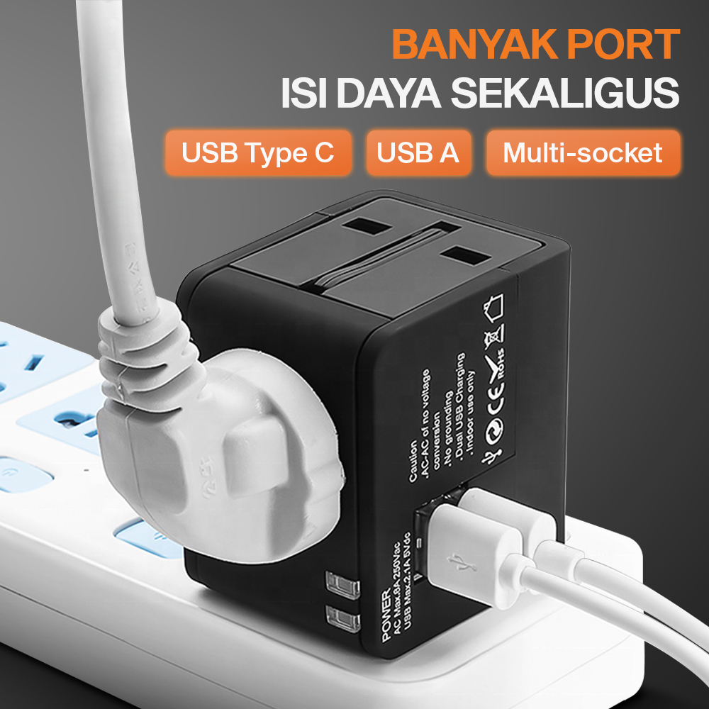 TRAVOR Universal Travel Adaptor Colokan Charger Adapter USB PD 1380W - TR020 Gambar produk TRAVOR Universal Travel Adaptor Colokan Charger Adapter USB PD 1380W - TR020