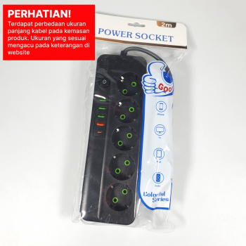 Gambar produk QIAOLIAN Stop Kontak Kabel USB Type C 10A 110-250V 2500W 1.8M 5 Lubang - QL-1093U