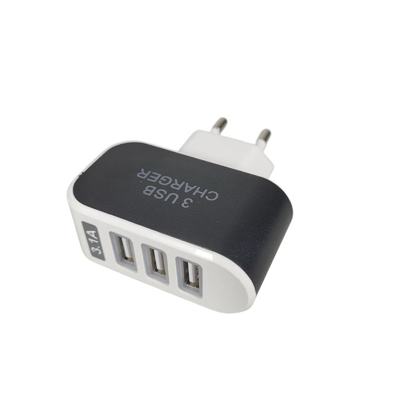 Adaptor Travel Charger USB 3 Port 5V 3.1A - EKA Gambar produk Adaptor Travel Charger USB 3 Port 5V 3.1A - EKA