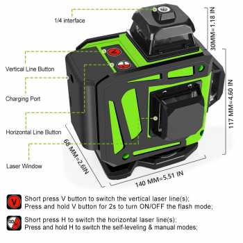 Gambar produk Clubiona Laser Level Self Leveling 4D 360 Degree 16 Line 520nm 4000mAh - CB-416