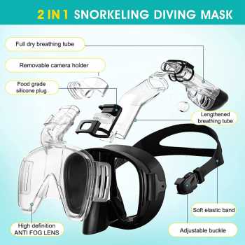 Gambar produk Huacheng Kacamata Selam Scuba Diving Snorkeling Goggles Set L/XL - QW-01