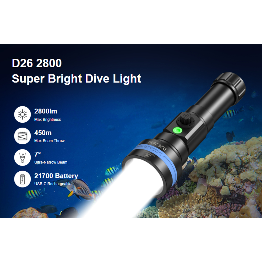 Gambar produk XTAR Senter Selam Diving Flashlight LED High Beam IPX8 2800 Lumens - D26 2800