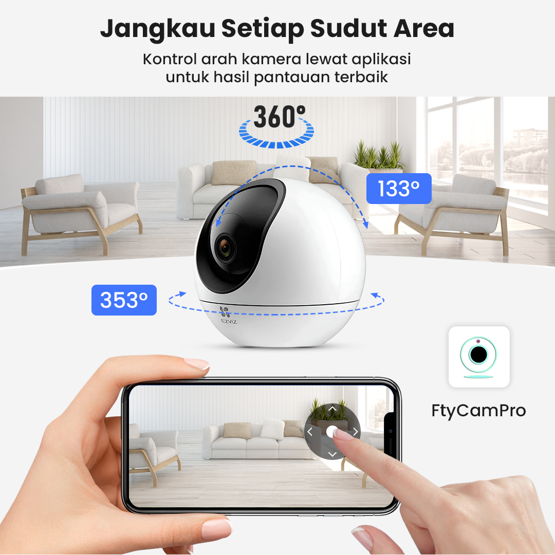 Gambar produk EZVIZ Kamera CCTV PTZ WiFi Smart IP Camera AI Tracking 3K 5MP - H6