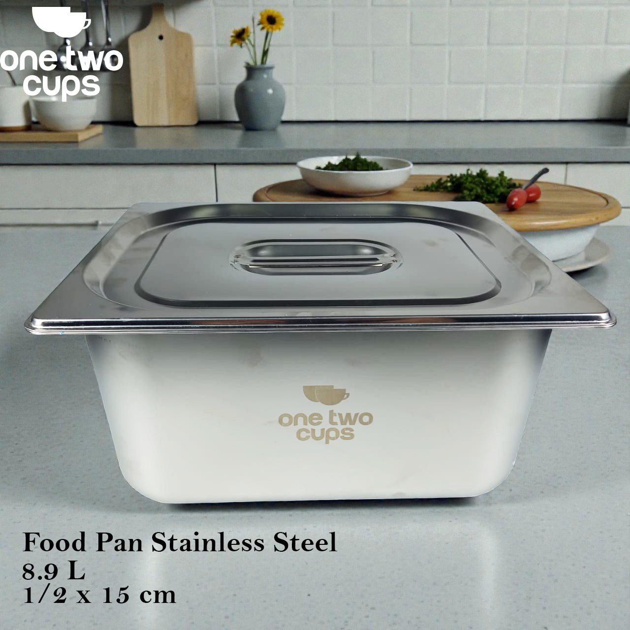 Gambar produk One Two Cups Food Pan Stainless Steel Wadah Makanan dengan Tutup 1/2x15cm - SP215