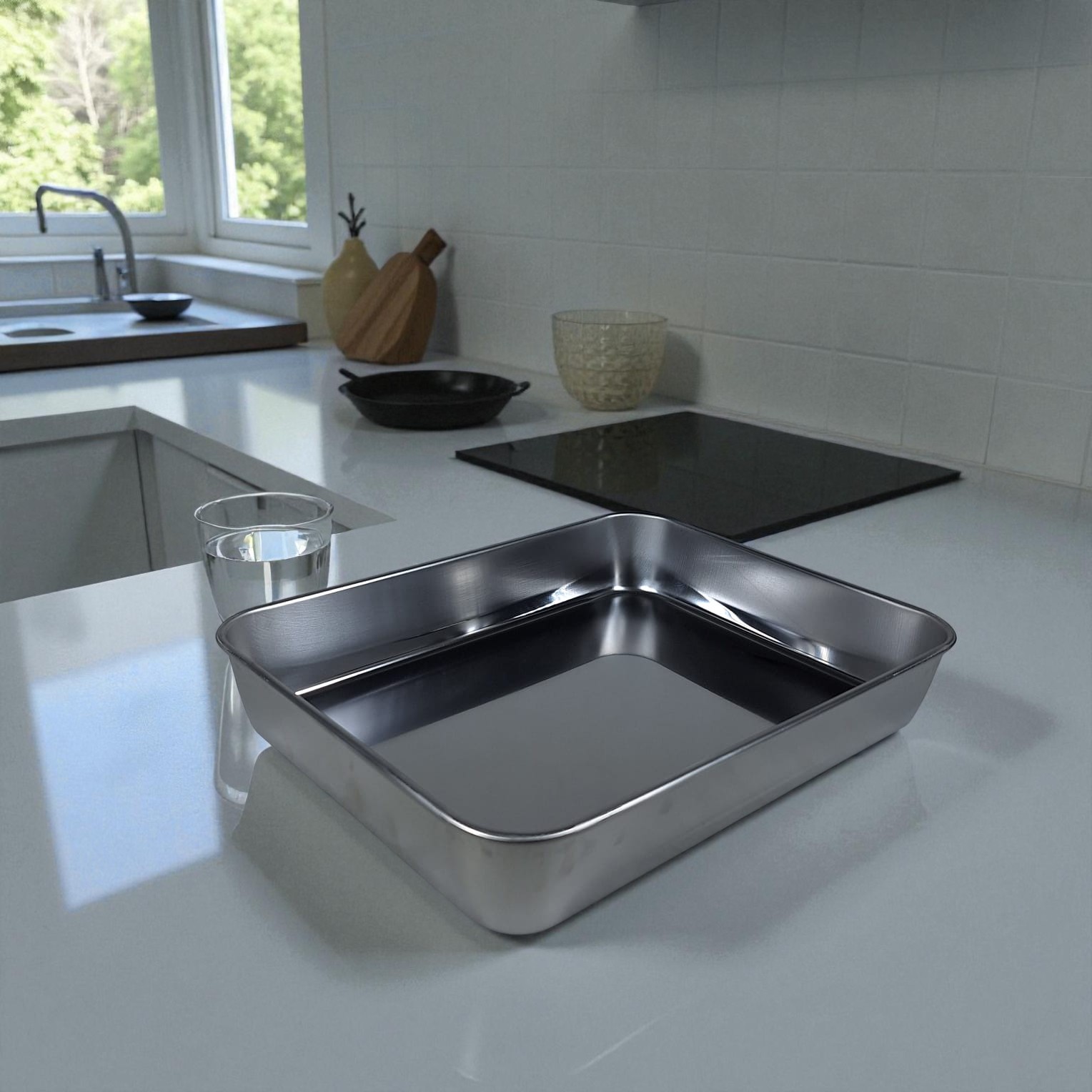 Eggy Loyang Nampan Tray Grill Pan Oven Baking Stainless Steel 430 26.5x20.5x5cm - EG36 Gambar produk Eggy Loyang Nampan Tray Grill Pan Oven Baking Stainless Steel 430 26.5x20.5x5cm - EG36