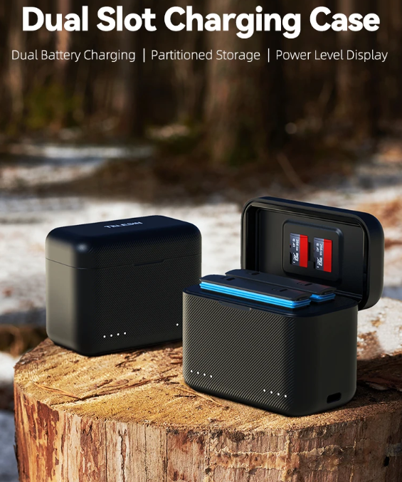 Gambar produk TELESIN Charging Case 2 Slot Fast Charging for Insta360 X5 - S0-BCG-42-TIS