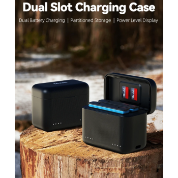 Gambar produk TELESIN Charging Case 2 Slot Fast Charging for Insta360 X5 - S0-BCG-42-TIS