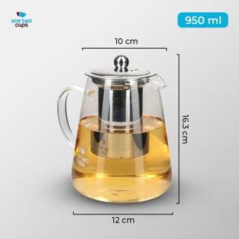 Gambar produk One Two Cups Teko Teh Kaca Saringan Tahan Panas Api Infuser Teapot 950ml - TP-760