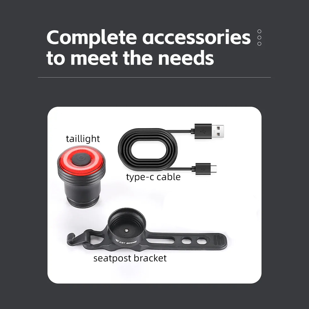 WEST BIKING Lampu Belakang Sepeda Tail Light Signal 5 Modes IPX5 - WS-50 Gambar produk WEST BIKING Lampu Belakang Sepeda Tail Light Signal 5 Modes IPX5 - WS-50