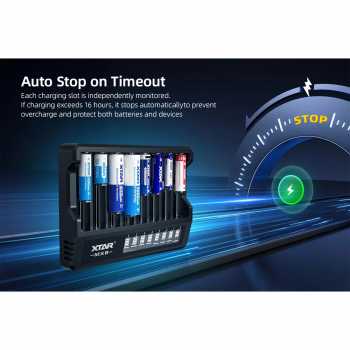 Gambar produk XTAR Charger Baterai 8 Slot AA AAA 1.5V Li-Ion 1.2V Ni-MH LCD Type C - MX8