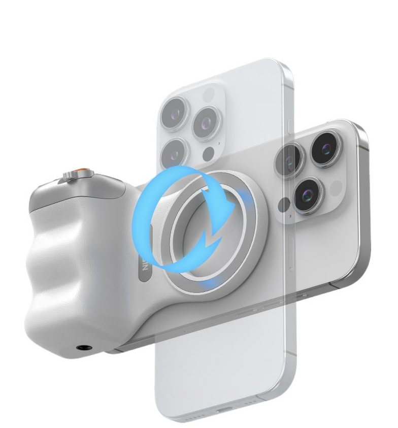 TELESIN Fun Shot Magnetic Grip 2 Phone DSLR Style Shutter Wireless - P5-MP-001WH Gambar produk TELESIN Fun Shot Magnetic Grip 2 Phone DSLR Style Shutter Wireless - P5-MP-001WH