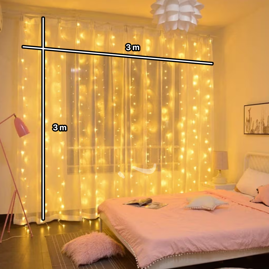 Kaslam Lampu Hias Gorden String Lights Wall Decoration 18W 3x3M 320 LED - S-32 Gambar produk Kaslam Lampu Hias Gorden String Lights Wall Decoration 18W 3x3M 320 LED - S-32