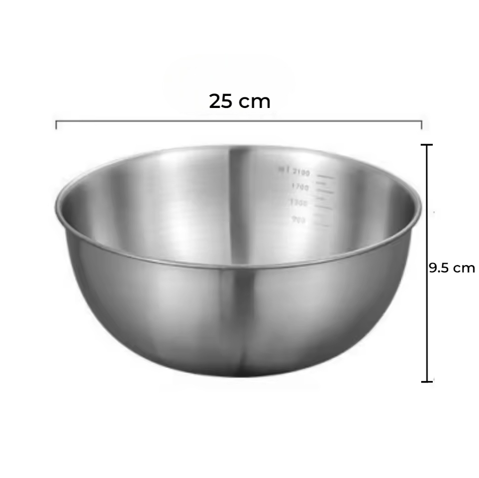 Eggy Wadah Salad Adonan Kue Serbaguna Mixing Bowl Stainless Steel 201 2500ml - INU69 Gambar produk Eggy Wadah Salad Adonan Kue Serbaguna Mixing Bowl Stainless Steel 201 2500ml - INU69