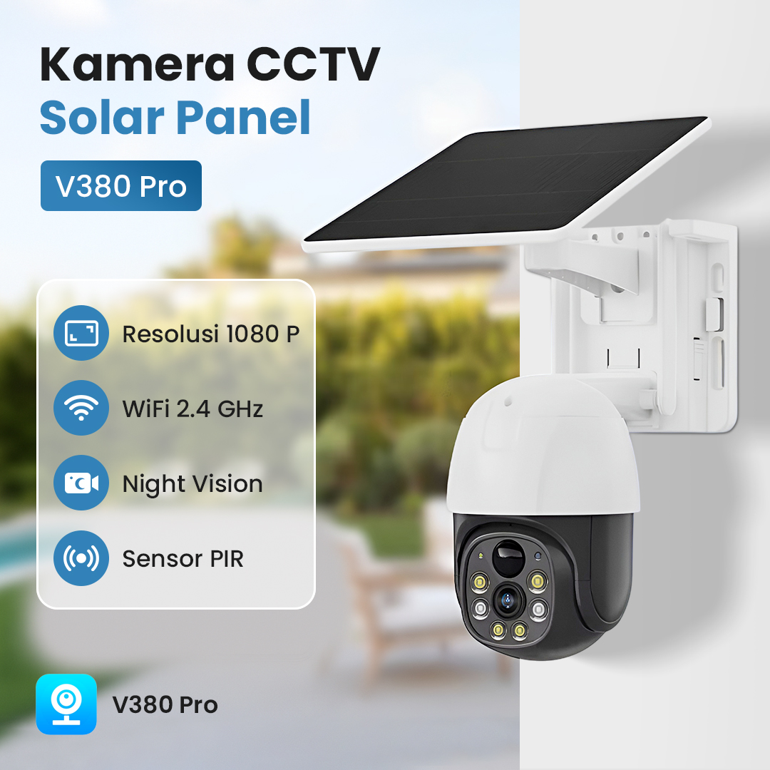 V380 Pro Kamera CCTV WiFi Solar Panel Outdoor Camera HD 1080p IP65 - MVT-1120G-P5 Pro Gambar produk V380 Pro Kamera CCTV WiFi Solar Panel Outdoor Camera HD 1080p IP65 - MVT-1120G-P5 Pro