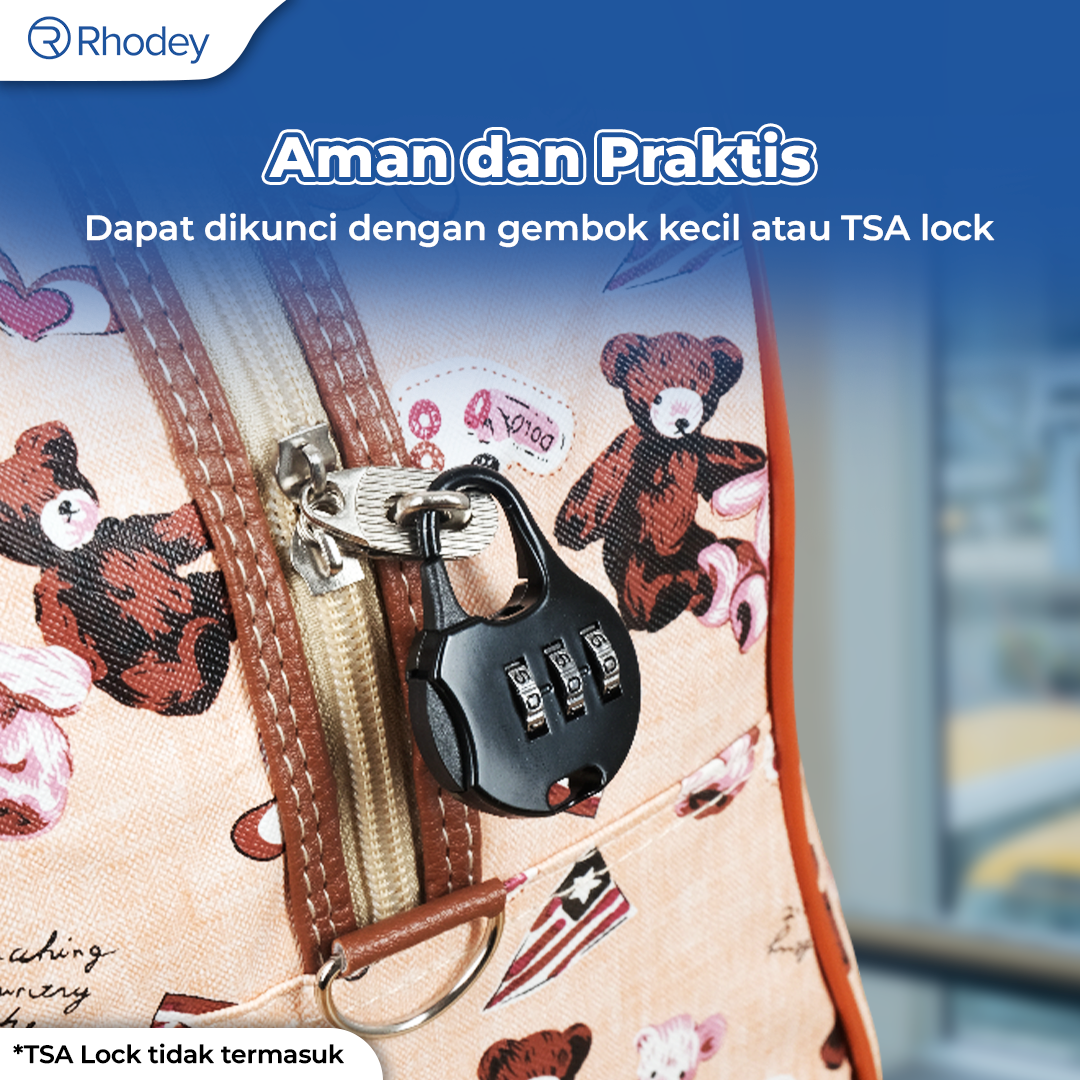 Gambar produk Rhodey RAIMIQI SEMOR Tas Jinjing Duffle Bag PU Leather Unisex 20 Inch Beige Bear - CB001