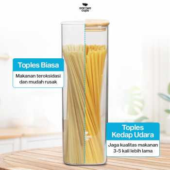 Gambar produk One Two Cups Toples Kaca Penyimpanan Makanan Kedap Udara Storage Jar 2.4L - HC1019