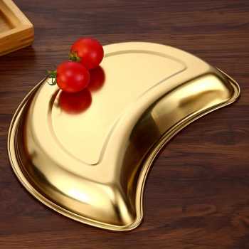 Gambar produk ATH Nampan Tray Mangkuk Makanan Bulan Sabit Moon Plate Stainless 201 - AT25