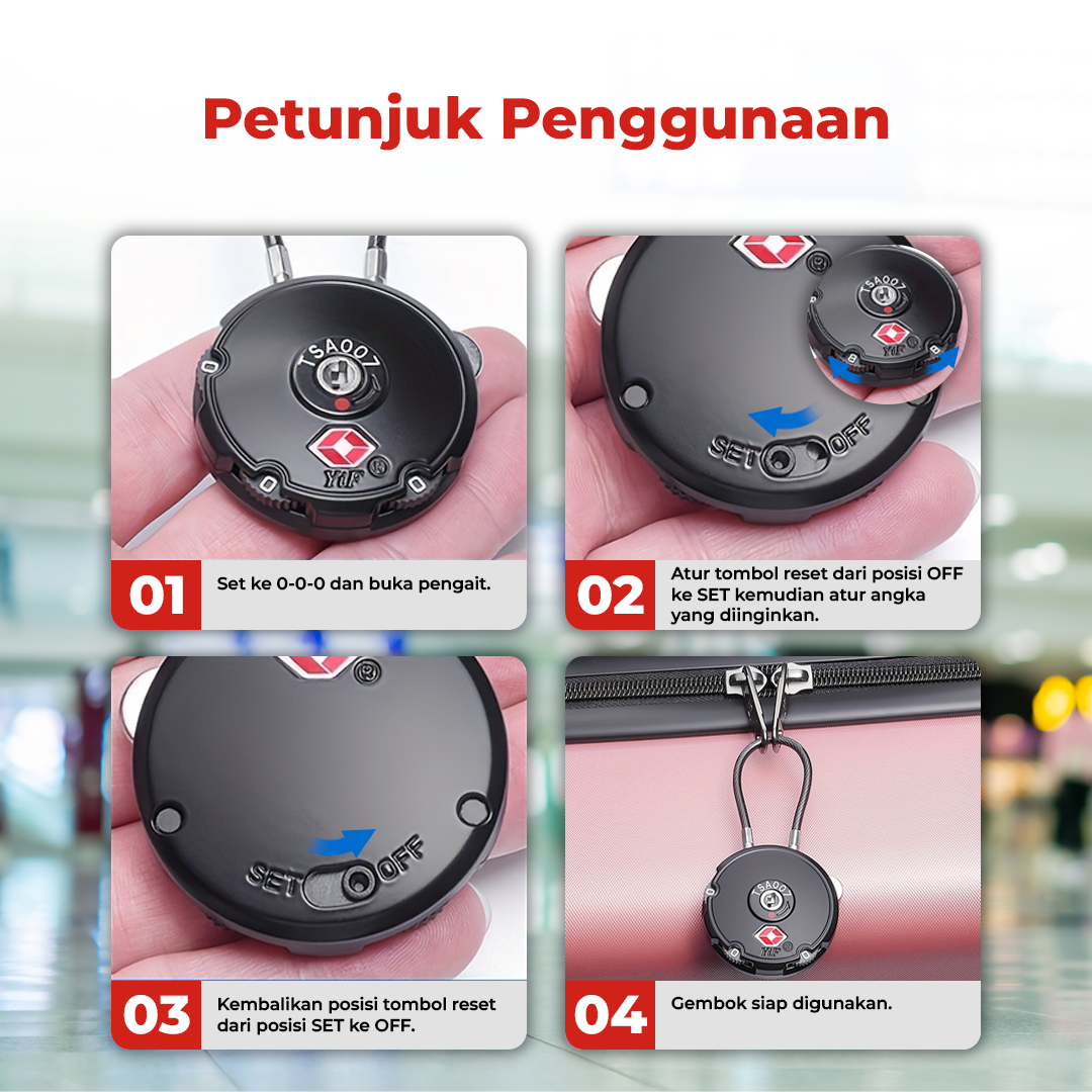 YiF Gembok Koper Angka 3 Digit Password TSA Lock Suitcase Luggage - TSA007 Gambar produk YiF Gembok Koper Angka 3 Digit Password TSA Lock Suitcase Luggage - TSA007
