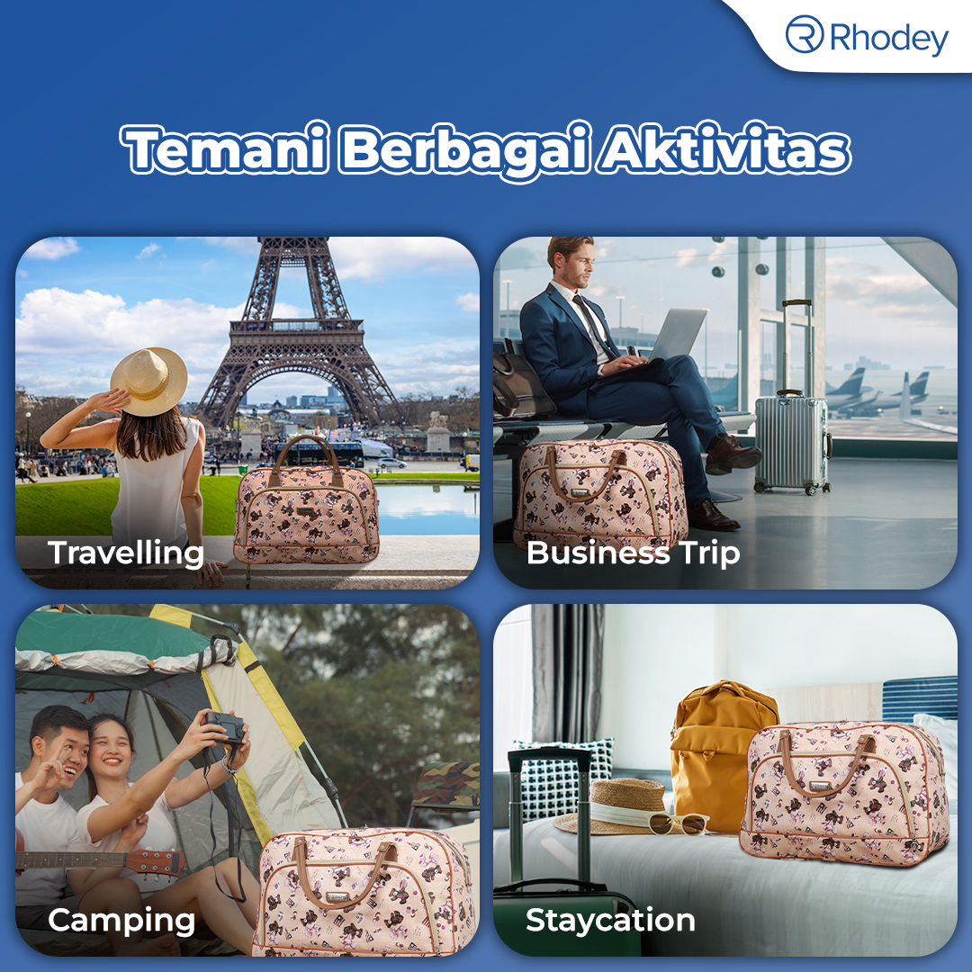 Gambar produk Rhodey RAIMIQI SEMOR Tas Jinjing Duffle Bag PU Leather Unisex 20 Inch Beige Bear - CB001