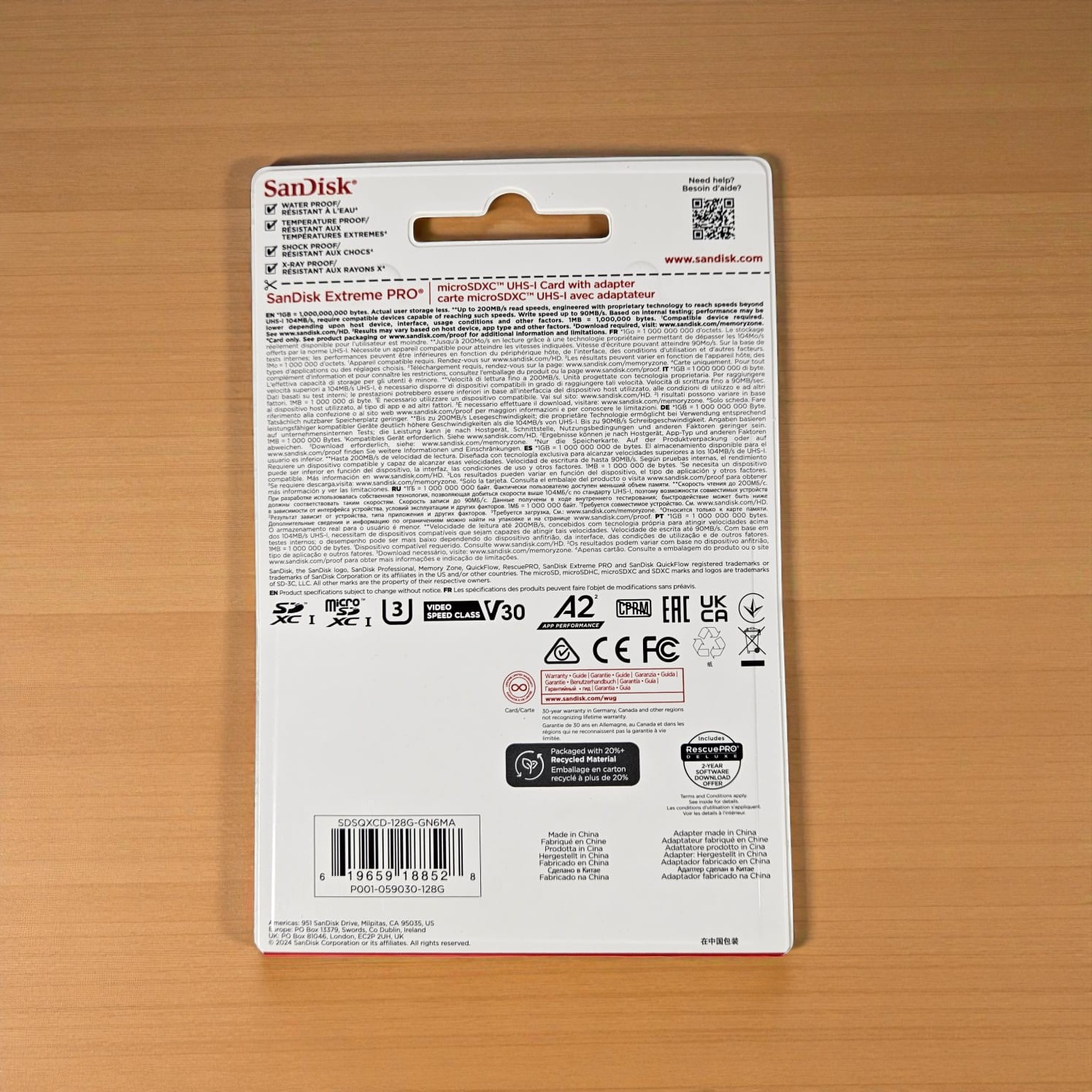 Gambar produk SanDisk Extreme Pro microSDXC UHS-I A2 V30 200MB/s 128GB-SDSQXCD-128G