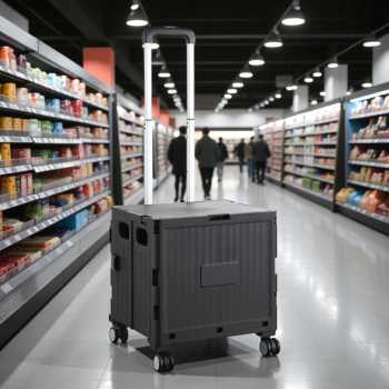 Gambar produk FURNIBOX Troli Belanja Lipat 4 Roda Folding Storage Box 35x41.5x40.5cm - FR-05