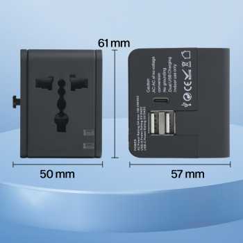 Gambar produk COKYI Travel Adaptor Universal Plug EU UK US/AU 3.0A USB A USB C - ONB100-04