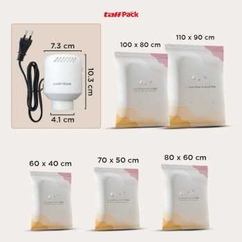 Gambar produk TaffPACK Kantong Plastik Vakum Pakaian Vacuum Bag 5 PCS Electric Pump - FL22