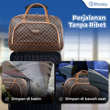 Gambar produk Rhodey RAIMIQI SEMOR Tas Jinjing Duffle Bag PU Leather Unisex 20 Inch Coffee Grid - CB001