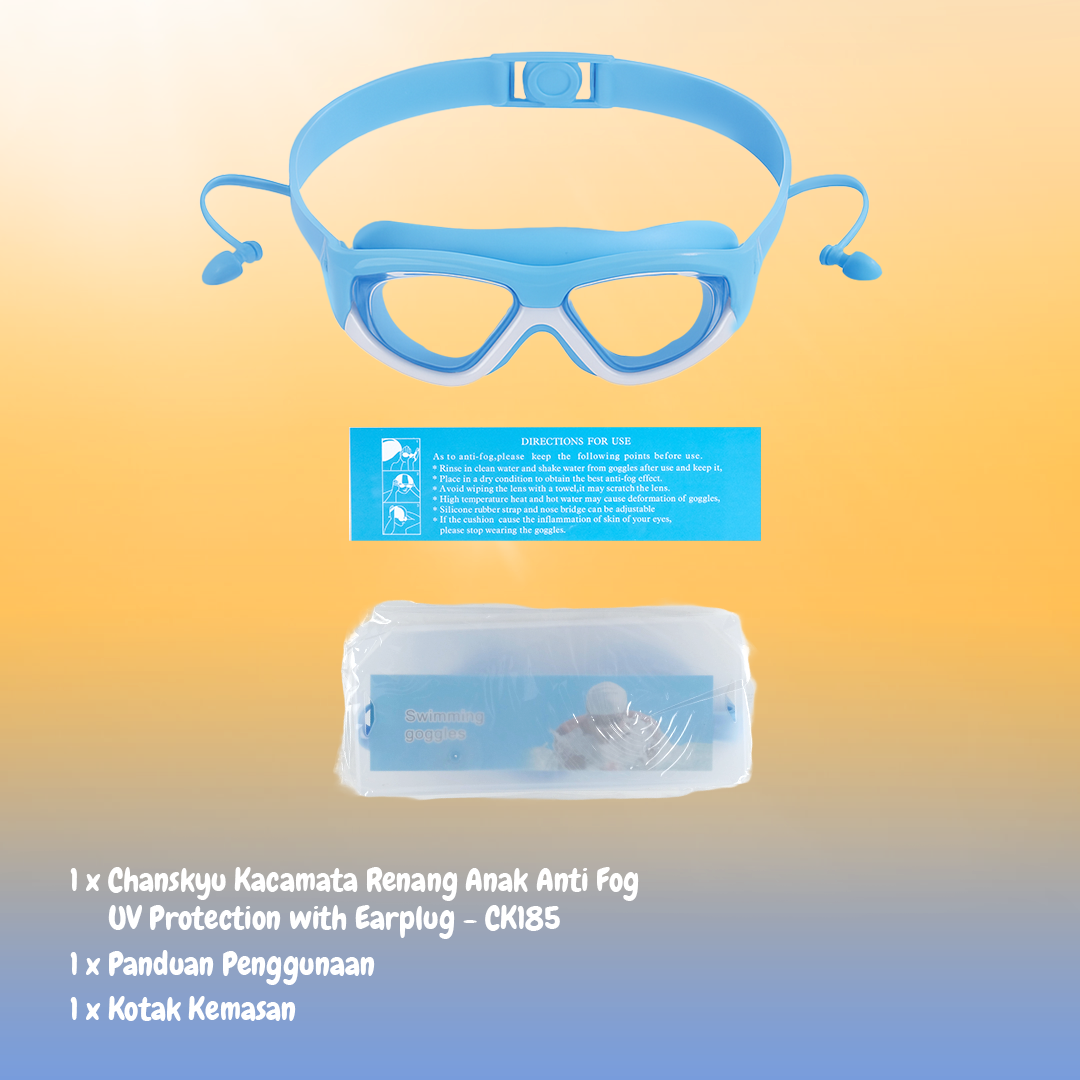 Chanskyu Kacamata Renang Anak Anti Fog UV Protection with Earplug - CK185 Gambar produk Chanskyu Kacamata Renang Anak Anti Fog UV Protection with Earplug - CK185