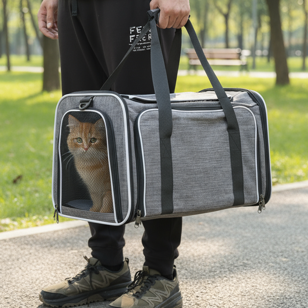 MEISU Tas Kandang Anjing Kucing Expandable Pet Carrier Bag 47x30x31cm - MS45 Gambar produk MEISU Tas Kandang Anjing Kucing Expandable Pet Carrier Bag 47x30x31cm - MS45