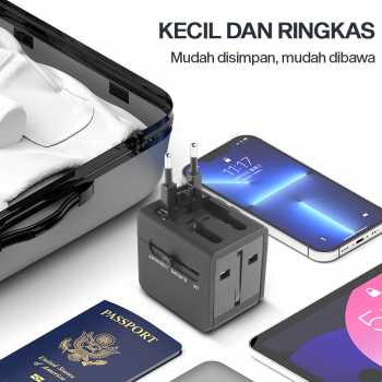 Gambar produk COKYI Travel Adaptor Universal Plug EU UK US/AU 3.0A USB A USB C - ONB100-04