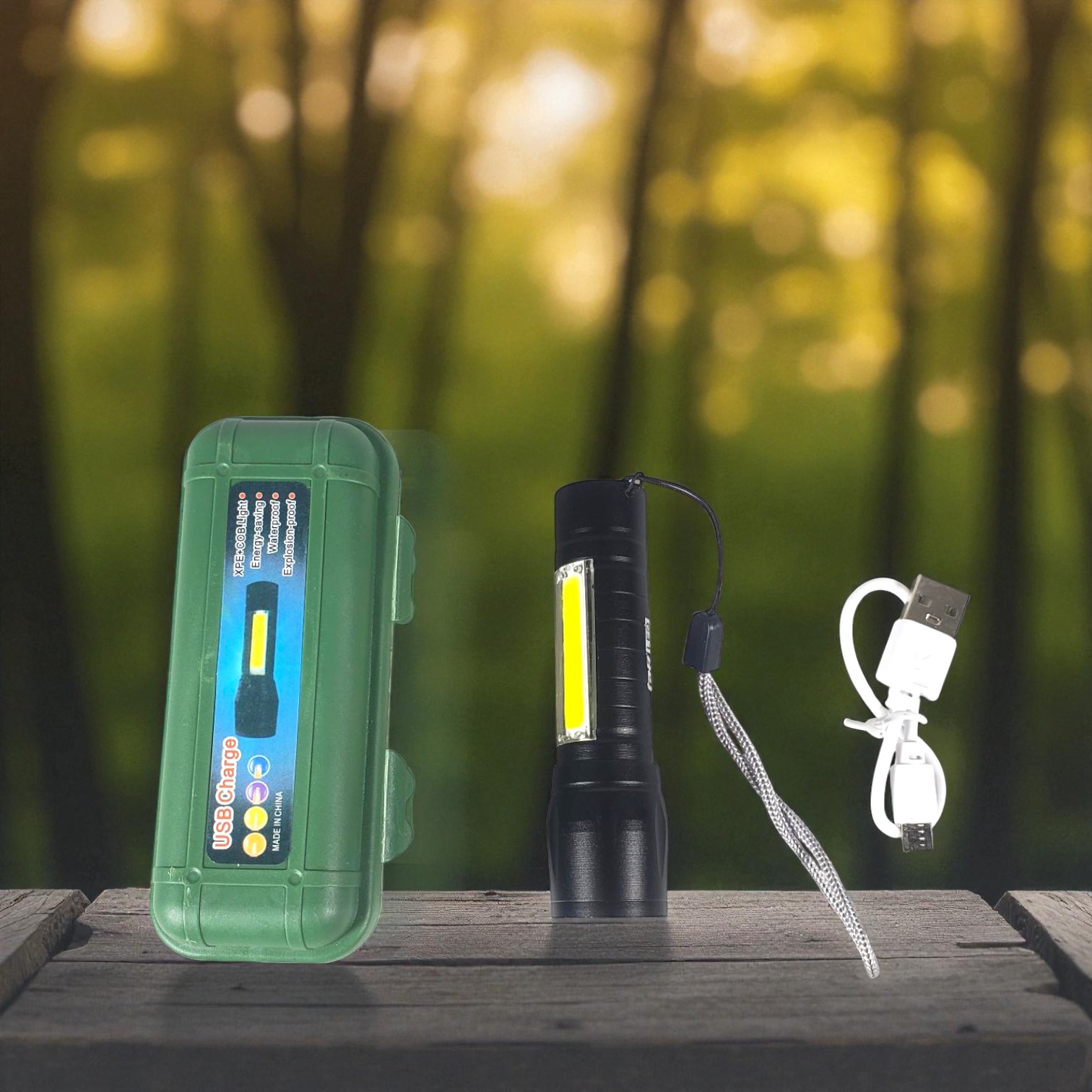 Gambar produk TaffLED Albinaly Senter LED USB Rechargeable XPE Q5 COB 2300 Lumens - 1517