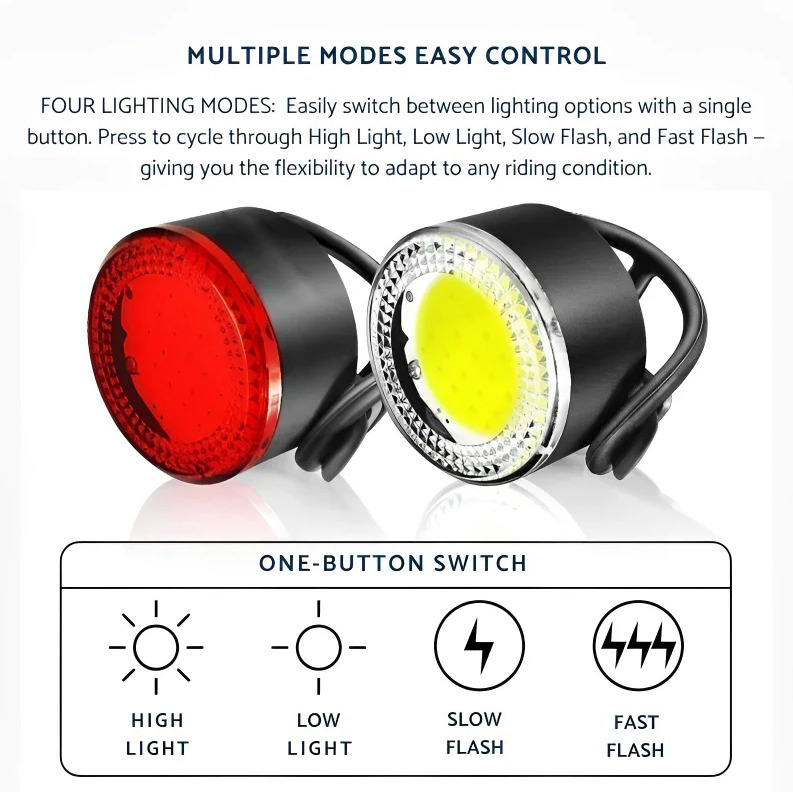 BUCKLES Lampu Sepeda Depan Belakang LED Rechargeable Waterproof 400mAh - VL-75 Gambar produk BUCKLES Lampu Sepeda Depan Belakang LED Rechargeable Waterproof 400mAh - VL-75