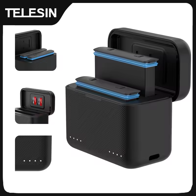 Gambar produk TELESIN Charging Case 2 Slot Fast Charging for Insta360 X5 - S0-BCG-42-TIS