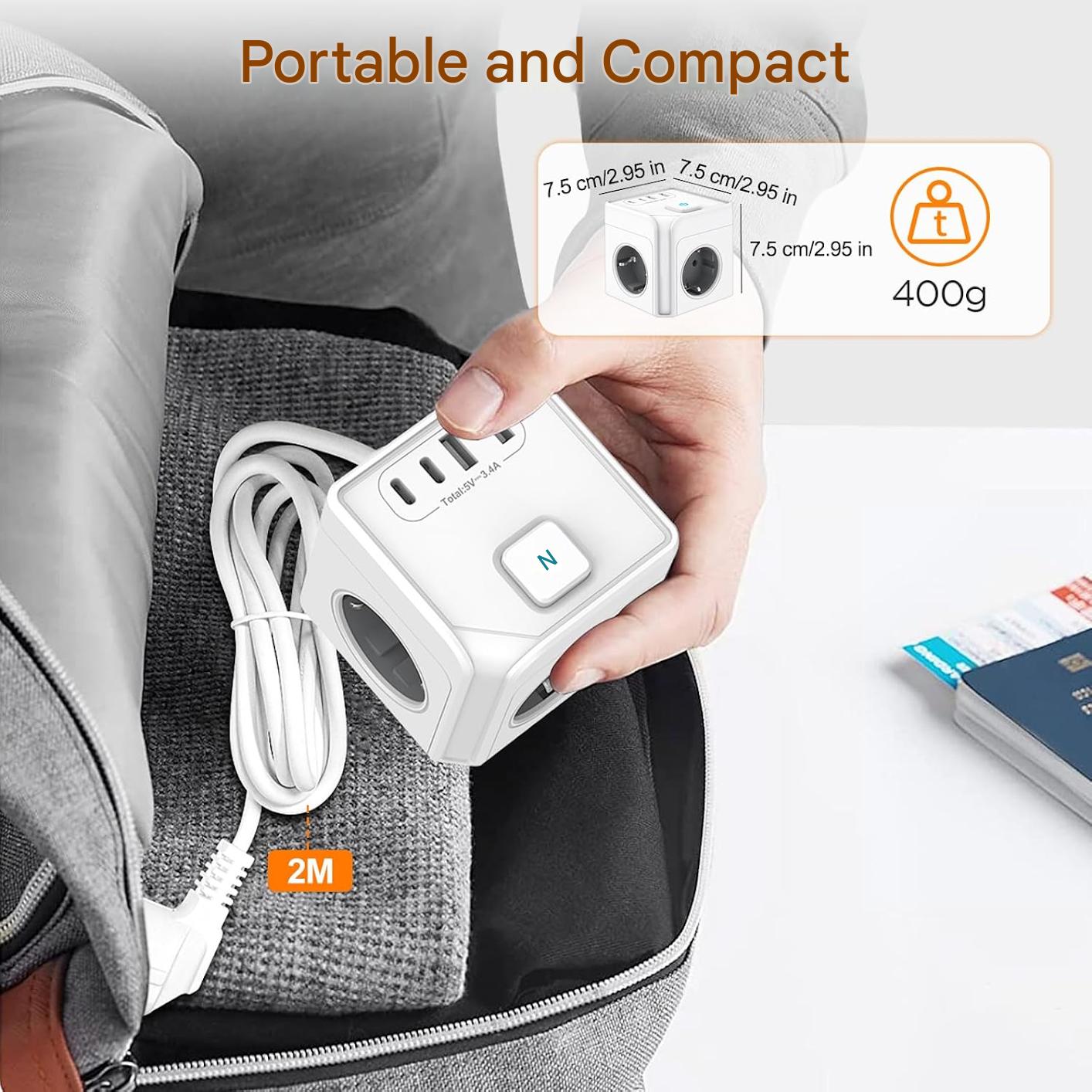 HITREND Stop Kontak 7in1 USB Type C Port Magnetic Cube Wall Socket - HT-71 Gambar produk HITREND Stop Kontak 7in1 USB Type C Port Magnetic Cube Wall Socket - HT-71